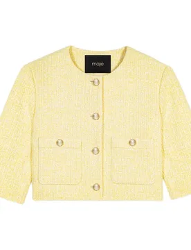 Chaqueta de mujer de tweed texturizado y manga corta - Maje - FashionsVida