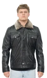 Mens Trucker Shirt Jacket-Galway - Black - Size 3xl
