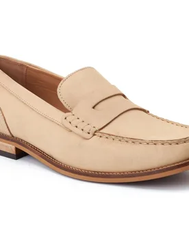 Garfield Leather Mens Sand Standard Loafers - Tan - Size Uk 9 - Base london - FashionsVida