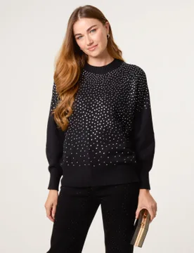 Diamante Jumper - L/XL / BLACK - female - Blue Vanilla - FashionsVida