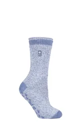 Women's 1 Pair SOCKSHOP 2.3 TOG Plain and Patterned Slipper Socks Florence Denim 4-8 Ladies - Blue - Size: Small