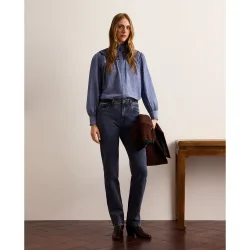 Blusa de manga larga lisa de mujer