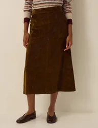 Cotton Rich Midi A Line Skirt Green female