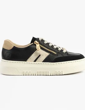 M1912-00 Womens Trainers Black Leather - Size Uk 7.5 - Rieker - FashionsVida