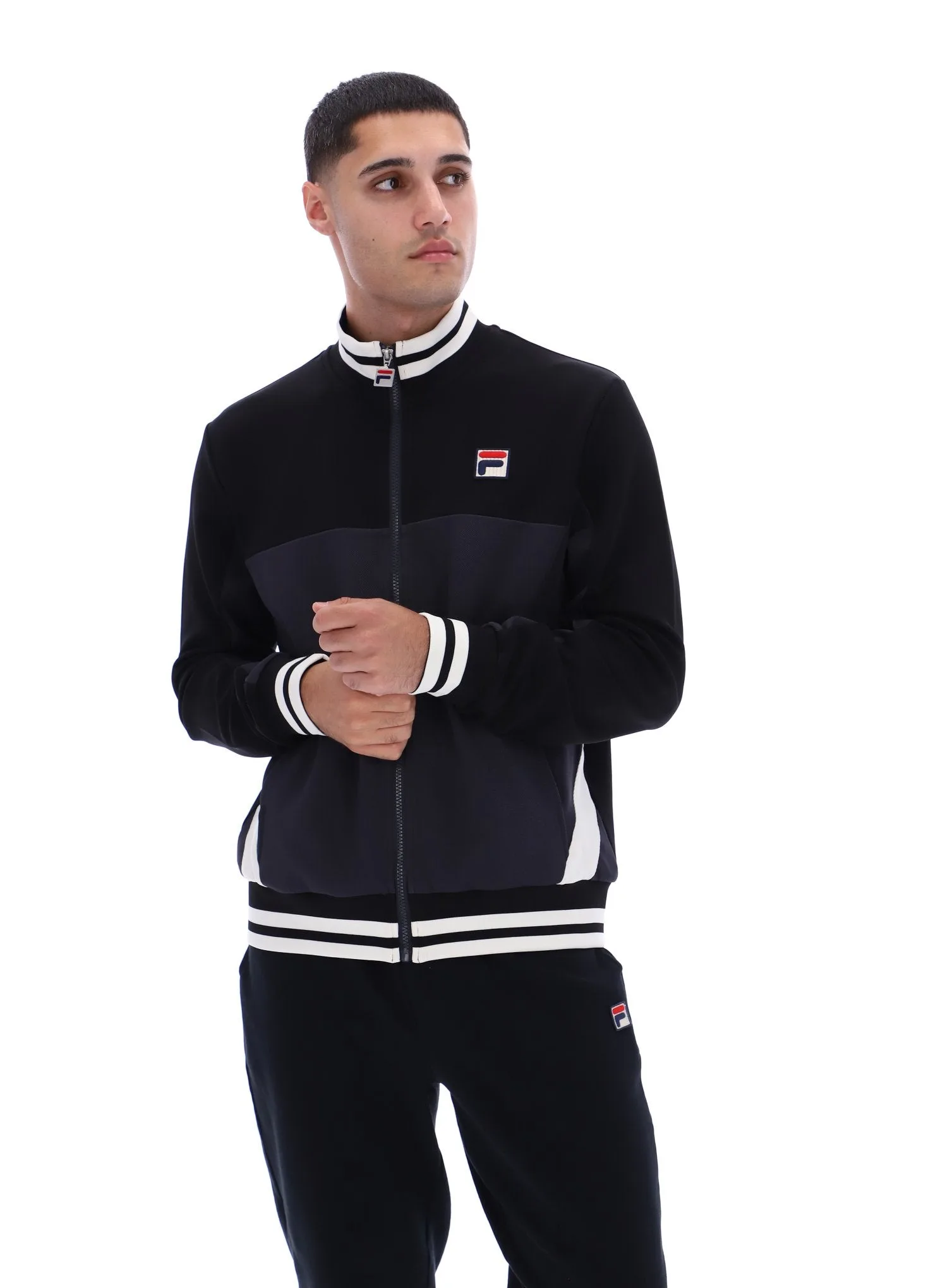 Black Tie Breaker Funnel Neck Jacket - XS - FILA - FashionsVida