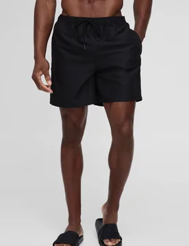 Mens Branded Mid Length Swim Short In Black - Size X-Small - boohooMAN - FashionsVida
