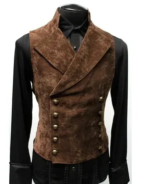 Mens Gothic Vest Costume Gothic Mens Polyester Breasted Breasted Waistcoat Double Vest Victorian Waistcoat Tool - Aliexpress - FashionsVida