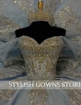 Stylish Glitter Crystals Quinceanera Dresses for 15 Off the Shoulder Bow Lace up vestidos de 15 quinceañera 2026 Customized - Aliexpress - FashionsVida