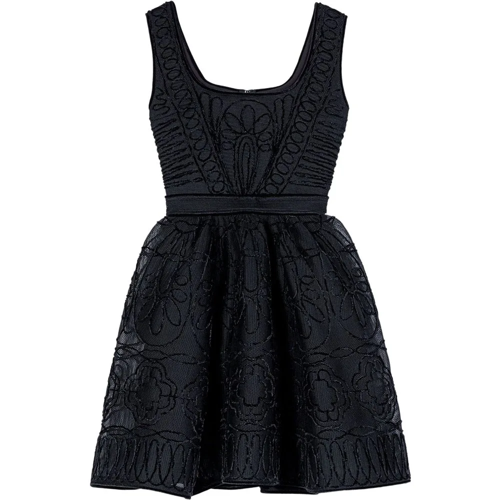 Vestido corto acampanado de malla bordada - Maje - FashionsVida