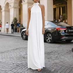 New Arrival: High-Neck Folded Sleeveless Wrap Dress with Draping for Elegant Banquet Attire