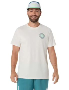 Padel Court Graphic Short Sleeve T-shirt Cream L - Asics - FashionsVida