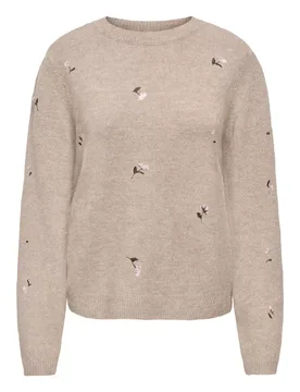 ONSHINE S EMBROIDERY O-NECK CC KN femae - L - FashionsVida