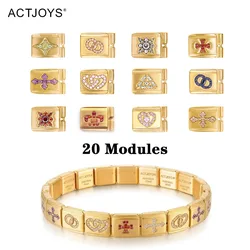 Actjoys Splicing Bracelet Multiple Pattern Style Bracelets Love Cross Pattern Jewelry Modular Components Cool Elastic Bracelet