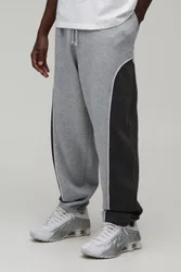 Herren Weite Jogginghose Mit Paneelen Und Bündchen Grey Marl Größe 4XL