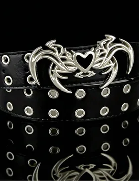 Nuevo cinturón de cuero PU hueco con estilo de moda Y2K, accesorio de moda punk para hombres o regalo personal 110cm - Shein - FashionsVida