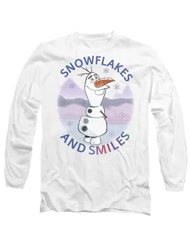 Unisex Frozen Snowflakes & Smiles With Olaf Long Sleeve T-Shirt, White Size: XL - White - Size: XL - Disney - FashionsVida