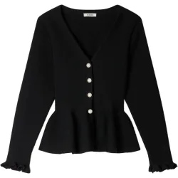 Cárdigan de punto de mujer entallado con peplum