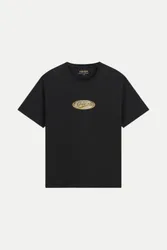 T-Shirt mit Logo-Print Schwarz XXL