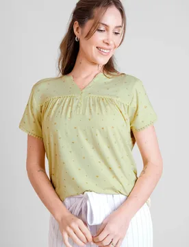 Women's Golden Printed Yellow Cap Sleeve Jersey Tops Size: 14 - Yellow - Size: 14 - Enorsia - FashionsVida