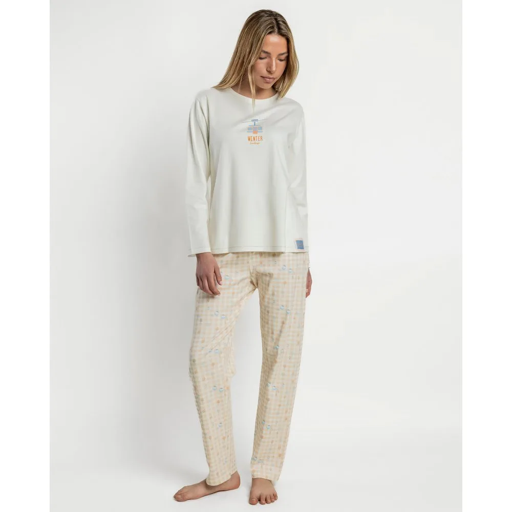 Pijama largo de mujer de punto de algodón - Admas - FashionsVida