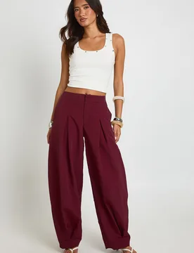 Womens Nylon Pleat Front Barrel Trousers - Purple - Size 6 Uk - Boohoo - FashionsVida