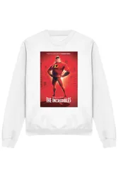 Unisex The Incredibles Movie Poster Sweatshirt, White Size: XL - White - Size: XL