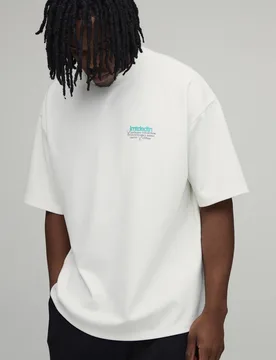 Herren Großgrößen Übergroßes Verlängerter Ausschnitt Super Premium Schwergewicht Limitiert Oberteil Ecru Größe 2XL - boohooMAN - FashionsVida