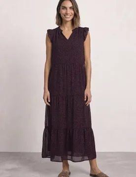 Maxi-Chiffonkleid mit Volants und Print female Rot - Street One - FashionsVida