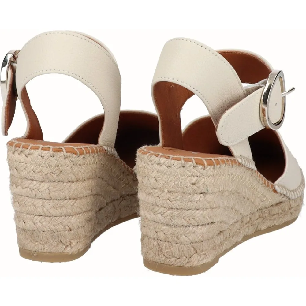 Alpargatas de cuña de mujer de piel con hebilla - Viguera - FashionsVida