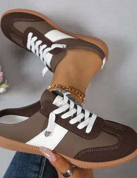 Zapatos de moda para mujer sin cordones, mocasines deportivos de unicolor con cordones y ojales metálicos, zapatos planos casuales para uso diario, z - Shein - FashionsVida