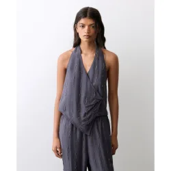 Blusa sin mangas de mujer con cuello halter