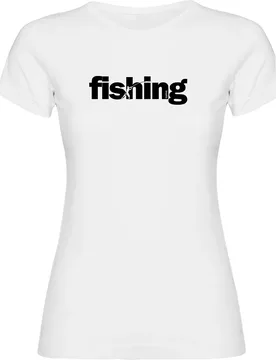 Word Fishing Short Sleeve T-shirt White XL Women - Kruskis - FashionsVida