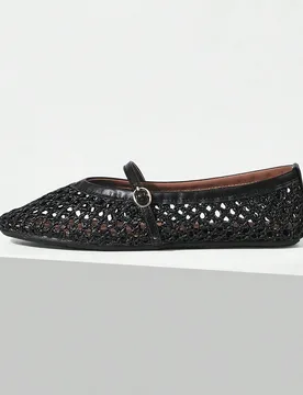 Zapatos de mujer primavera y verano nuevos punta redonda Mary Jane tejidos huecos transpirables cómodos zapatos de ballet suela plana de bajo empeine - Shein - FashionsVida