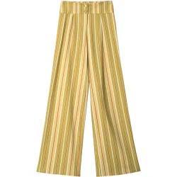 Pantalón largo recto con pinzas y tiro bajo de mujer