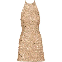 Vestido corto de lentejuelas con escote halter