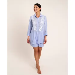 Conjunto playero de mujer, short y camisero manga larga