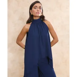 Top de mujer con cuello halter y espalda descubierta