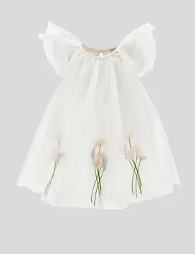 Abito con fiori bambina bianco - Monnalisa - FashionsVida
