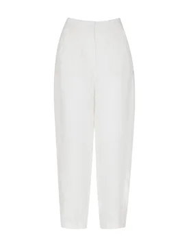 Pure Linen Tapered Ankle Grazer Trousers White female - Whistles - FashionsVida