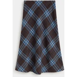 Vestido midi tul estampado de manga larga de cuello caja