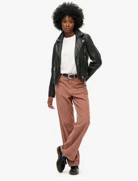 Superdry Damen Cordhose mit Mittlerer Leibhöhe und Weitem Beinschnitt Braun - Größe: 30/30 - 94.99 - FashionsVida