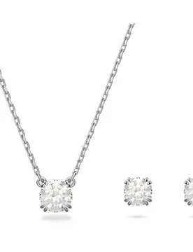 Set Stilla, Taglio Round, Bianco, Placcato rodio OS - Swarovski - FashionsVida