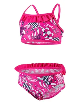 Essential Frill Bikini Pink / Navy 24 Months Girls - Speedo - FashionsVida