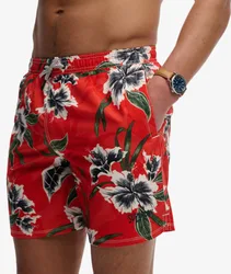 Superdry Herren Hawaiian Print 16-inch Badeshorts Red - Größe: Xxl