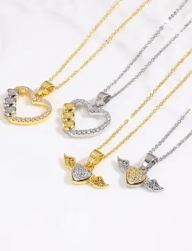 Batches of niche temperament simple copper-plated two-color love wing pendant simple O-shaped necklace women's pendant jewelry - Aliexpress - FashionsVida