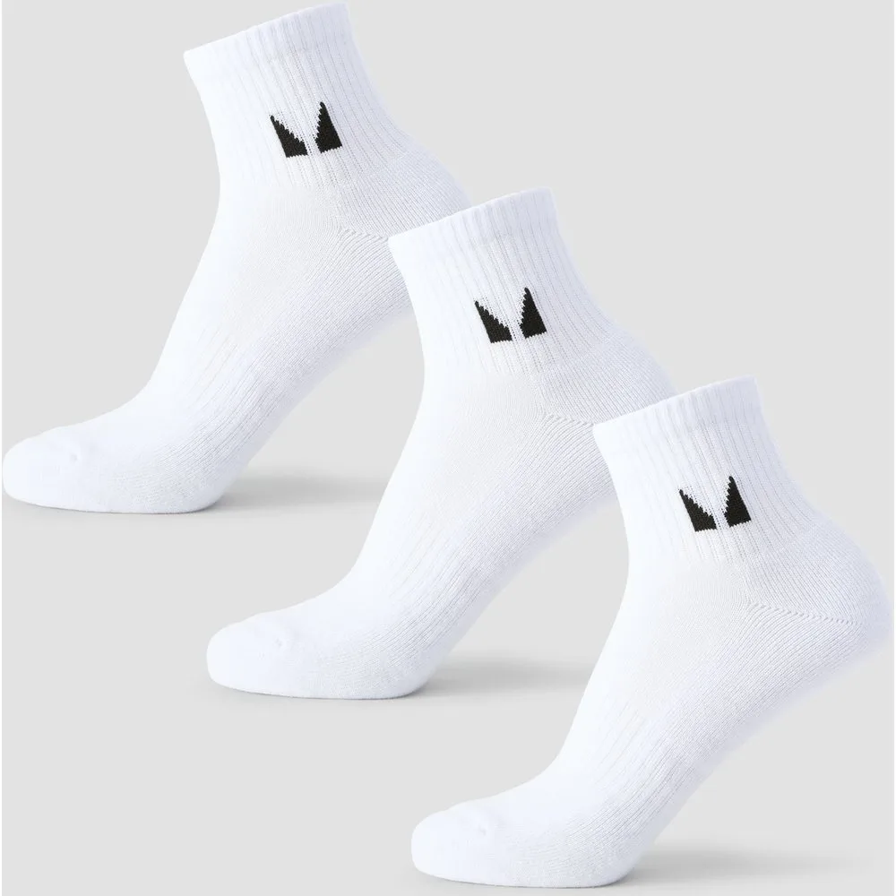 MP Unisex Ankle Socks (3 Pack) - White - UK 2-5 - MyProtein - FashionsVida