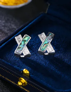 S925 Silver Needle Niche Design Letter X Bowknot Ribbon Earrings with Natural Abalone Shell Studs - Aliexpress - FashionsVida
