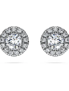 Orecchini a lobo halo Eternity, Diamanti creati in laboratorio 0,75 ct tw, Forma rotonda, Oro bianco 18 K OS - Swarovski - FashionsVida