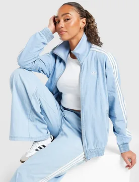 Womens Firebird Lightweight Denim Track Top - Blu, blu blu Donna taglia M - Adidas - FashionsVida