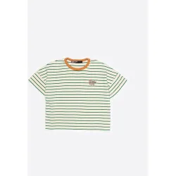 Camiseta de mujer boxy vivo a contraste rayas
